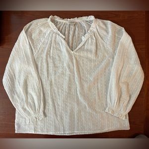 White cotton voile Swiss dot J Crew blouse women’s Medium